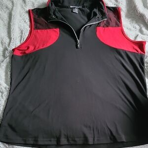 DKNY Golf Black and Red Zip-Up Top
